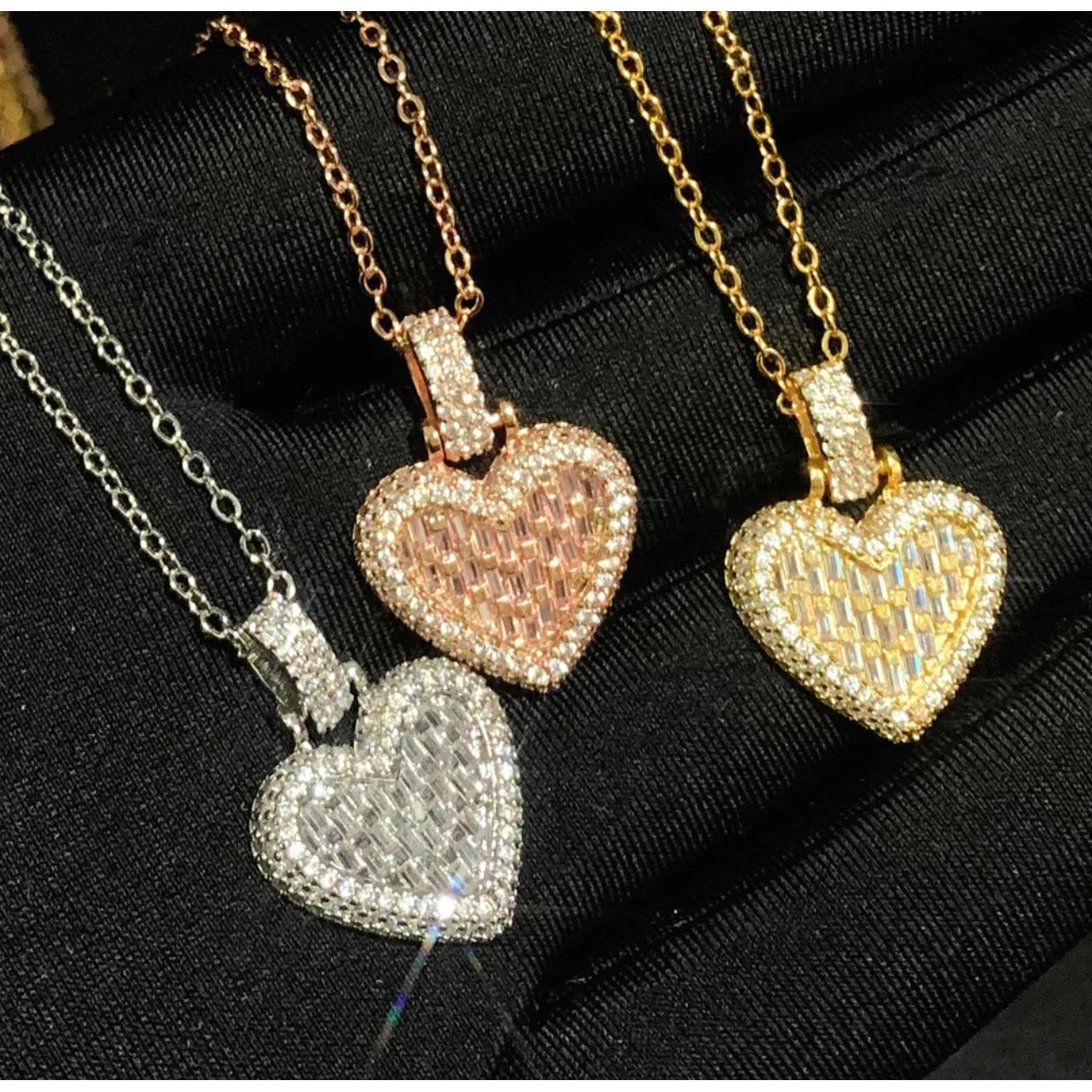 18k Baguette Heart Pendant